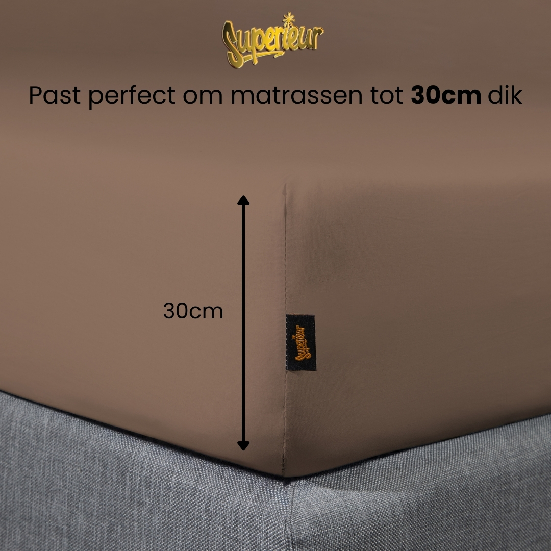 Hoeslaken Katoen Taupe