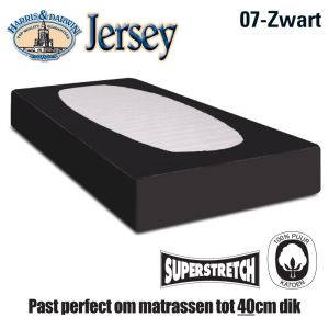 Jersey hoeslaken zwart XL 200x200/220cm
