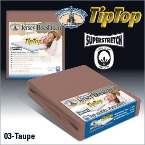 Superstretch jersey topper hoeslaken in de kleur taupe.