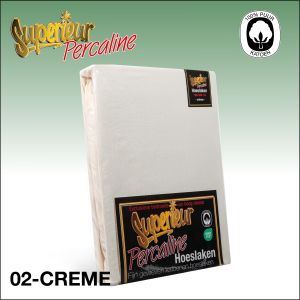 Crème katoenen percaline hoeslaken superieur.