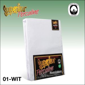 Wit katoenen percaline hoeslaken superieur.