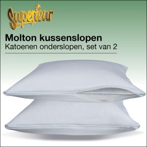 Set van 2 beschermende molton onderslopen op de kussenmaat 60x70cm