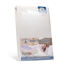 Topkwaliteit dubbeldoeks jersey hoeslaken van het merk Harris en Darwin in het ecru. Voor de matras maat 120/140x200/220cm.