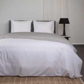 Katoenen Dekbedovertrek Wit/Grijs 240x200/220cm