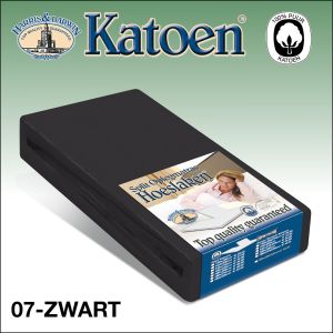 Split Topper Katoen Hoeslaken Zwart