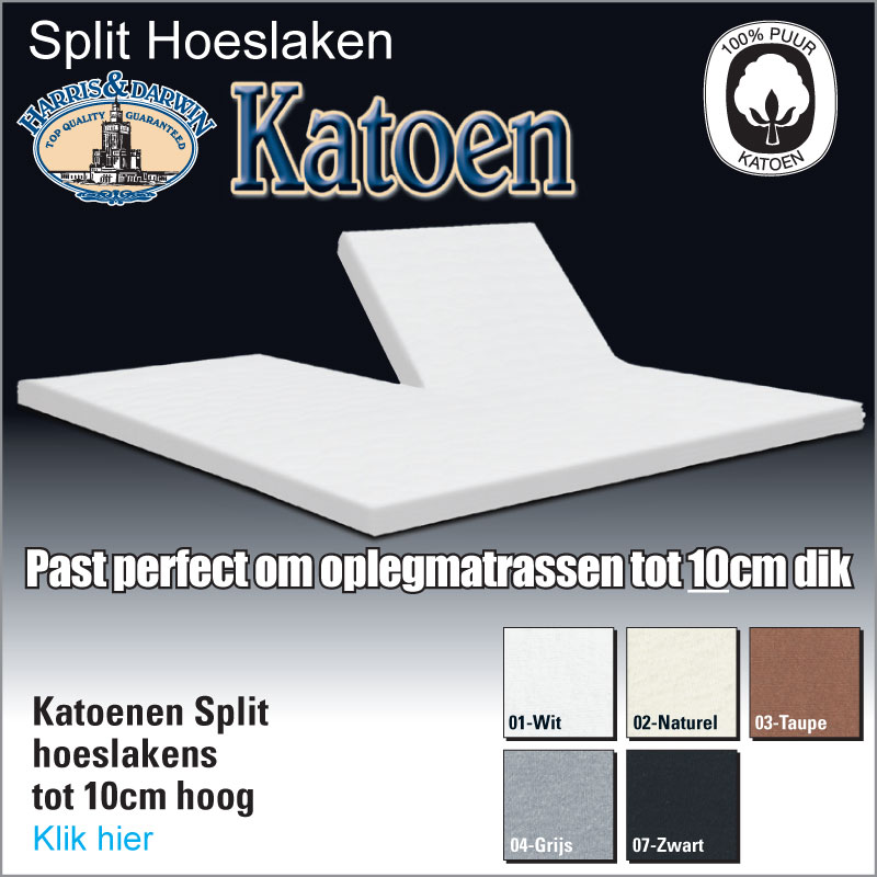 Katoenen Split Toppermatras Hoeslakens