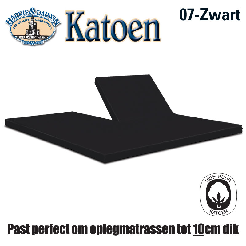 Split Hoeslaken Katoen Zwart